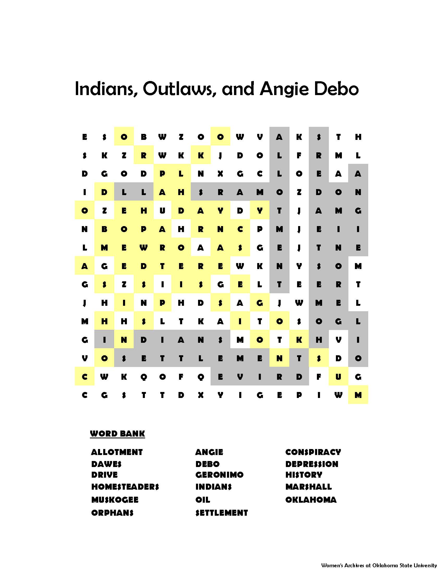 Wordsearch Puzzle Key